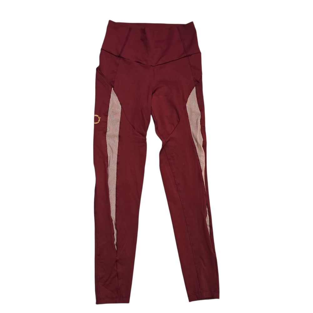 One O One 101 Dark Red Mesh Details High-Waisted Leggings Pockets Sexy S